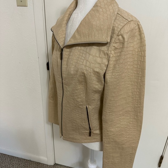Carlisle Vintage Faux Leather Snake Printed Tan Jacket Sz 6 - Picture 4 of 9